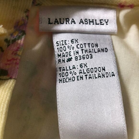 LAURA ASHLEY YELLOW FLORAL SLEEVELESS COTTON DRESS SCALLOP HEM FLOWER GIRL 6X - Picture 11 of 15